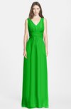 ColsBM Jazmine Classic Green Gorgeous A-line V-neck Sleeveless Floor Length Ruching Bridesmaid Dresses