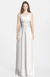 ColsBM Jazmine Cloud White Gorgeous A-line V-neck Sleeveless Floor Length Ruching Bridesmaid Dresses