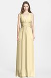 ColsBM Jazmine Cornhusk Gorgeous A-line V-neck Sleeveless Floor Length Ruching Bridesmaid Dresses