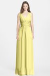 ColsBM Jazmine Daffodil Gorgeous A-line V-neck Sleeveless Floor Length Ruching Bridesmaid Dresses