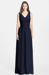 ColsBM Jazmine Dark Sapphire Gorgeous A-line V-neck Sleeveless Floor Length Ruching Bridesmaid Dresses