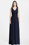 ColsBM Jazmine Dark Sapphire Gorgeous A-line V-neck Sleeveless Floor Length Ruching Bridesmaid Dresses