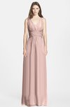 ColsBM Jazmine Dusty Rose Gorgeous A-line V-neck Sleeveless Floor Length Ruching Bridesmaid Dresses
