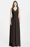 ColsBM Jazmine Fudge Brown Gorgeous A-line V-neck Sleeveless Floor Length Ruching Bridesmaid Dresses