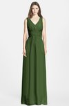 ColsBM Jazmine Garden Green Gorgeous A-line V-neck Sleeveless Floor Length Ruching Bridesmaid Dresses