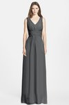 ColsBM Jazmine Grey Gorgeous A-line V-neck Sleeveless Floor Length Ruching Bridesmaid Dresses