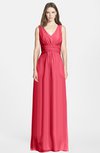 ColsBM Jazmine Guava Gorgeous A-line V-neck Sleeveless Floor Length Ruching Bridesmaid Dresses