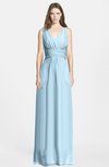 ColsBM Jazmine Ice Blue Gorgeous A-line V-neck Sleeveless Floor Length Ruching Bridesmaid Dresses