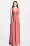 ColsBM Jazmine Lantana Gorgeous A-line V-neck Sleeveless Floor Length Ruching Bridesmaid Dresses