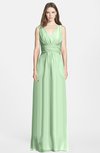 ColsBM Jazmine Light Green Gorgeous A-line V-neck Sleeveless Floor Length Ruching Bridesmaid Dresses