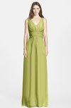 ColsBM Jazmine Linden Green Gorgeous A-line V-neck Sleeveless Floor Length Ruching Bridesmaid Dresses