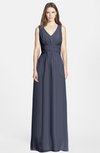 ColsBM Jazmine Nightshadow Blue Gorgeous A-line V-neck Sleeveless Floor Length Ruching Bridesmaid Dresses