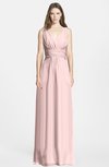 ColsBM Jazmine Pastel Pink Gorgeous A-line V-neck Sleeveless Floor Length Ruching Bridesmaid Dresses