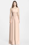 ColsBM Jazmine Peach Puree Gorgeous A-line V-neck Sleeveless Floor Length Ruching Bridesmaid Dresses