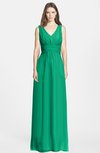 ColsBM Jazmine Pepper Green Gorgeous A-line V-neck Sleeveless Floor Length Ruching Bridesmaid Dresses