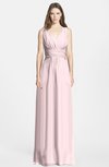 ColsBM Jazmine Petal Pink Gorgeous A-line V-neck Sleeveless Floor Length Ruching Bridesmaid Dresses