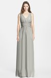 ColsBM Jazmine Platinum Gorgeous A-line V-neck Sleeveless Floor Length Ruching Bridesmaid Dresses