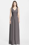 ColsBM Jazmine Ridge Grey Gorgeous A-line V-neck Sleeveless Floor Length Ruching Bridesmaid Dresses