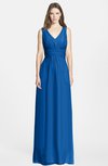 ColsBM Jazmine Royal Blue Gorgeous A-line V-neck Sleeveless Floor Length Ruching Bridesmaid Dresses