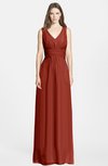 ColsBM Jazmine Rust Gorgeous A-line V-neck Sleeveless Floor Length Ruching Bridesmaid Dresses
