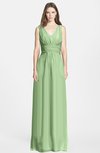 ColsBM Jazmine Sage Green Gorgeous A-line V-neck Sleeveless Floor Length Ruching Bridesmaid Dresses