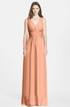 ColsBM Jazmine Salmon Gorgeous A-line V-neck Sleeveless Floor Length Ruching Bridesmaid Dresses