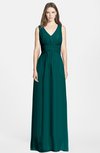 ColsBM Jazmine Shaded Spruce Gorgeous A-line V-neck Sleeveless Floor Length Ruching Bridesmaid Dresses