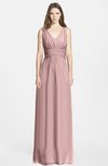 ColsBM Jazmine Silver Pink Gorgeous A-line V-neck Sleeveless Floor Length Ruching Bridesmaid Dresses