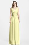 ColsBM Jazmine Wax Yellow Gorgeous A-line V-neck Sleeveless Floor Length Ruching Bridesmaid Dresses
