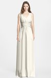 ColsBM Jazmine Whisper White Gorgeous A-line V-neck Sleeveless Floor Length Ruching Bridesmaid Dresses
