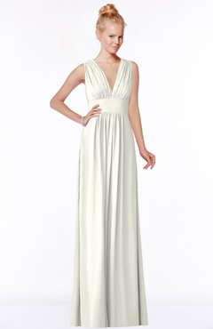 ColsBM Carolyn Cream Classic V-neck Sleeveless Zip up Ruching Bridesmaid Dresses