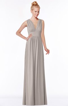 ColsBM Carolyn Fawn Classic V-neck Sleeveless Zip up Ruching Bridesmaid Dresses