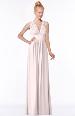 ColsBM Carolyn Light Pink Classic V-neck Sleeveless Zip up Ruching Bridesmaid Dresses