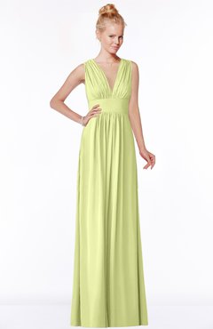 ColsBM Carolyn Lime Sherbet Classic V-neck Sleeveless Zip up Ruching Bridesmaid Dresses