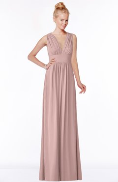 ColsBM Carolyn Nectar Pink Classic V-neck Sleeveless Zip up Ruching Bridesmaid Dresses