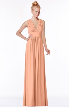 ColsBM Carolyn Salmon Classic V-neck Sleeveless Zip up Ruching Bridesmaid Dresses