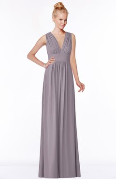 ColsBM Carolyn Sea Fog Classic V-neck Sleeveless Zip up Ruching Bridesmaid Dresses