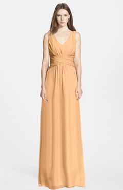 ColsBM Samara Apricot  Trumpet Sleeveless Zip up Chiffon Floor Length Bridesmaid Dresses