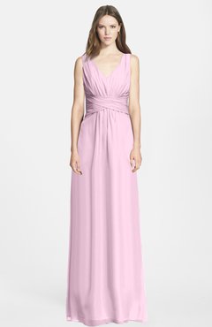 ColsBM Samara Baby Pink  Trumpet Sleeveless Zip up Chiffon Floor Length Bridesmaid Dresses