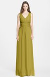 ColsBM Samara Golden Olive  Trumpet Sleeveless Zip up Chiffon Floor Length Bridesmaid Dresses