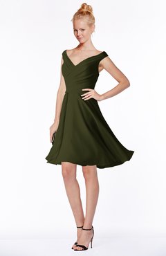 ColsBM Chloe Beech Classic Fit-n-Flare Zip up Chiffon Knee Length Ruching Bridesmaid Dresses