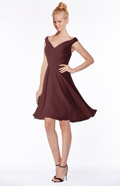 ColsBM Chloe Burgundy Classic Fit-n-Flare Zip up Chiffon Knee Length Ruching Bridesmaid Dresses