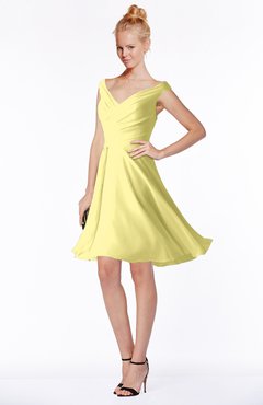 ColsBM Chloe Daffodil Classic Fit-n-Flare Zip up Chiffon Knee Length Ruching Bridesmaid Dresses