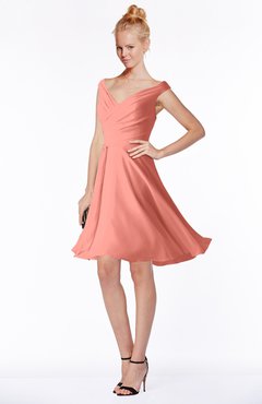 ColsBM Chloe Desert Flower Classic Fit-n-Flare Zip up Chiffon Knee Length Ruching Bridesmaid Dresses