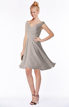 ColsBM Chloe Fawn Classic Fit-n-Flare Zip up Chiffon Knee Length Ruching Bridesmaid Dresses