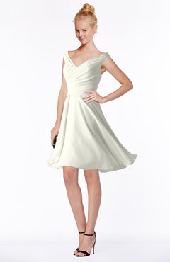 ColsBM Chloe Ivory Classic Fit-n-Flare Zip up Chiffon Knee Length Ruching Bridesmaid Dresses