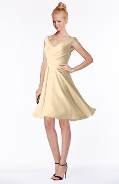 ColsBM Chloe Marzipan Classic Fit-n-Flare Zip up Chiffon Knee Length Ruching Bridesmaid Dresses