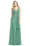 ColsBM Ashlyn Beryl Green Luxury A-line V-neck Zip up Floor Length Bridesmaid Dresses