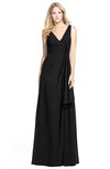 ColsBM Ashlyn Black Luxury A-line V-neck Zip up Floor Length Bridesmaid Dresses