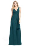 ColsBM Ashlyn Blue Green Luxury A-line V-neck Zip up Floor Length Bridesmaid Dresses